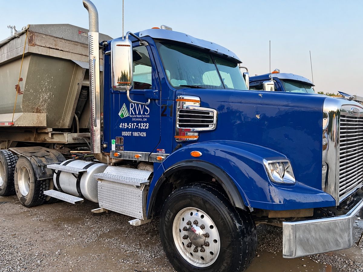 Clean glossy blue tractor numbered 21 with shining chrome and a dump trailer behind it.