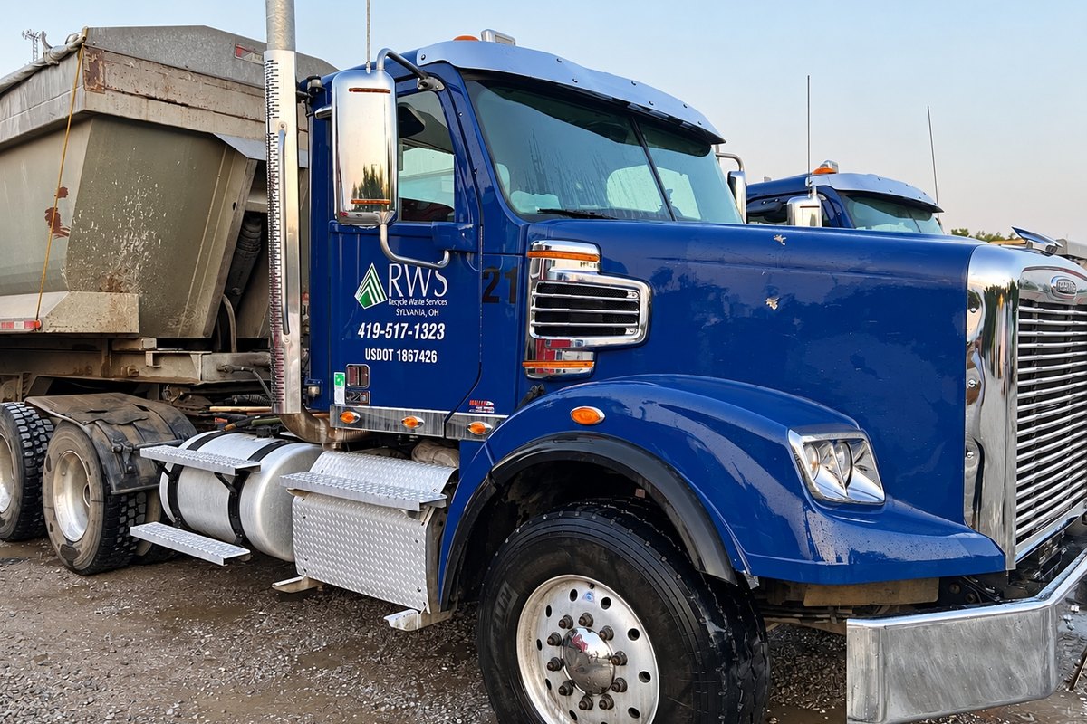Blue Freightliner tractor numbered 21 with a polished aluminum fuel tank, diamond-plate steps and a bright front wheel.