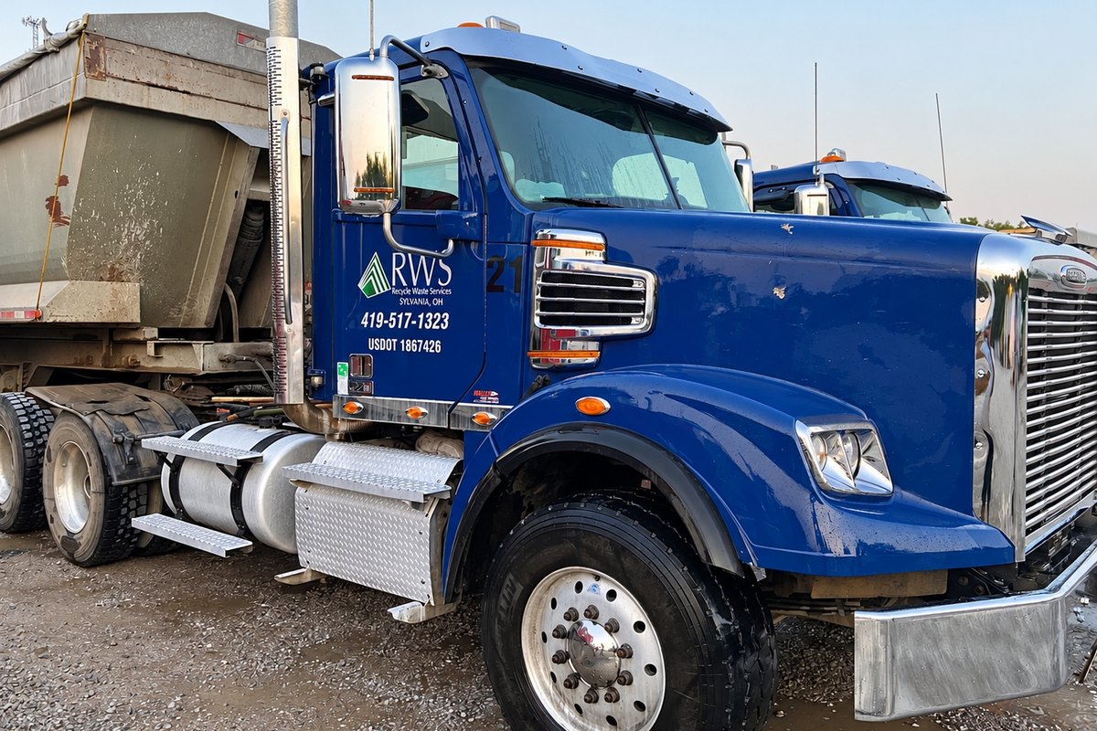 Blue truck numbered 21 with a bright aluminum fuel tank, diamond-plate steps and reflective front wheel.